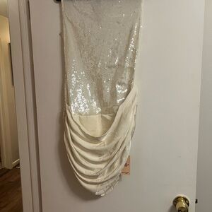 PrettyLittleThing White Sequin Mini Dress